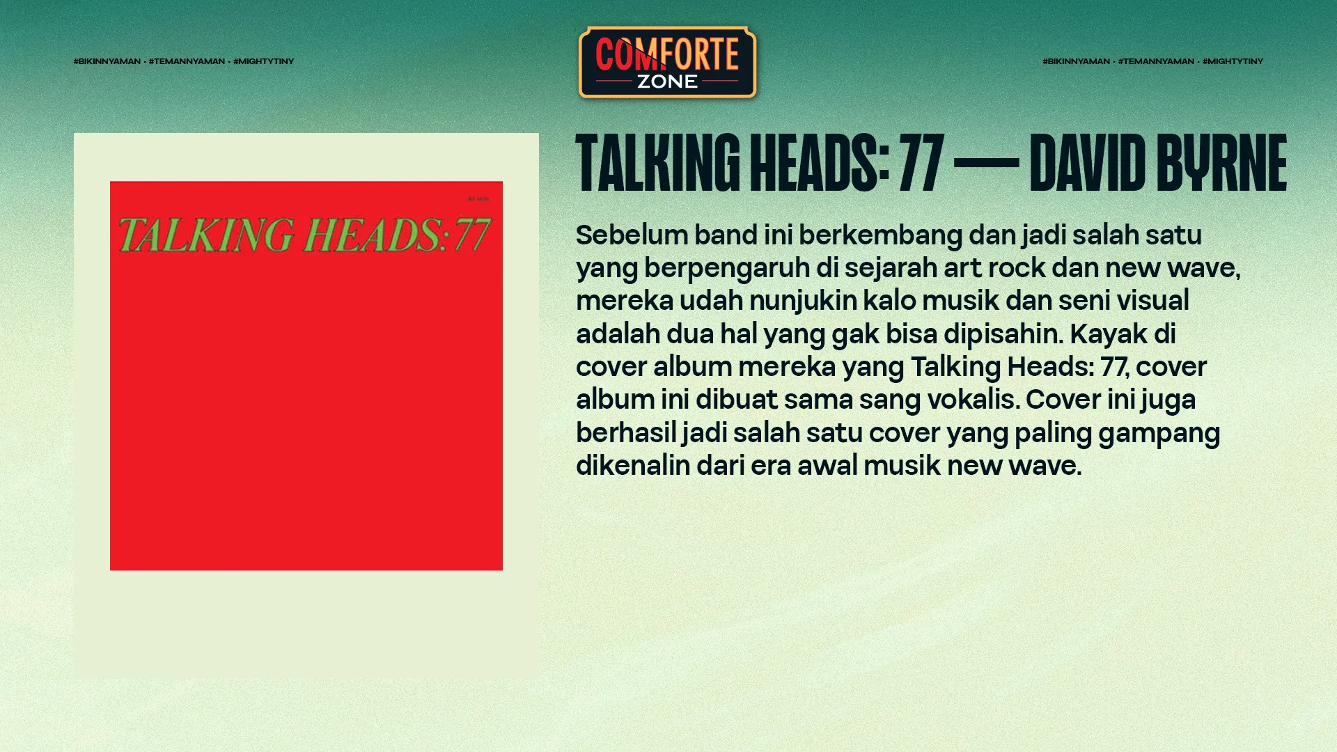 TALKING HEADS: 77 — DAVID BYRNE