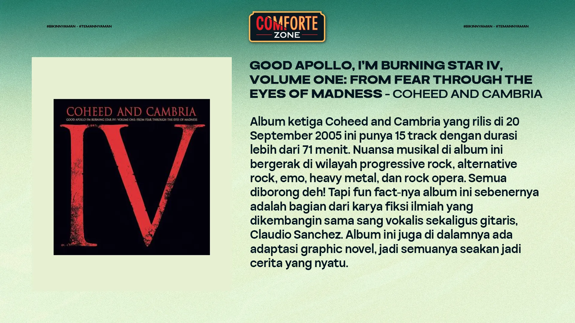 GOOD APOLLO, I’M BURNING STAR IV, VOLUME ONE: FROM FEAR THROUGH THE EYES OF MADNESS - COHEED AND CAMBRIA