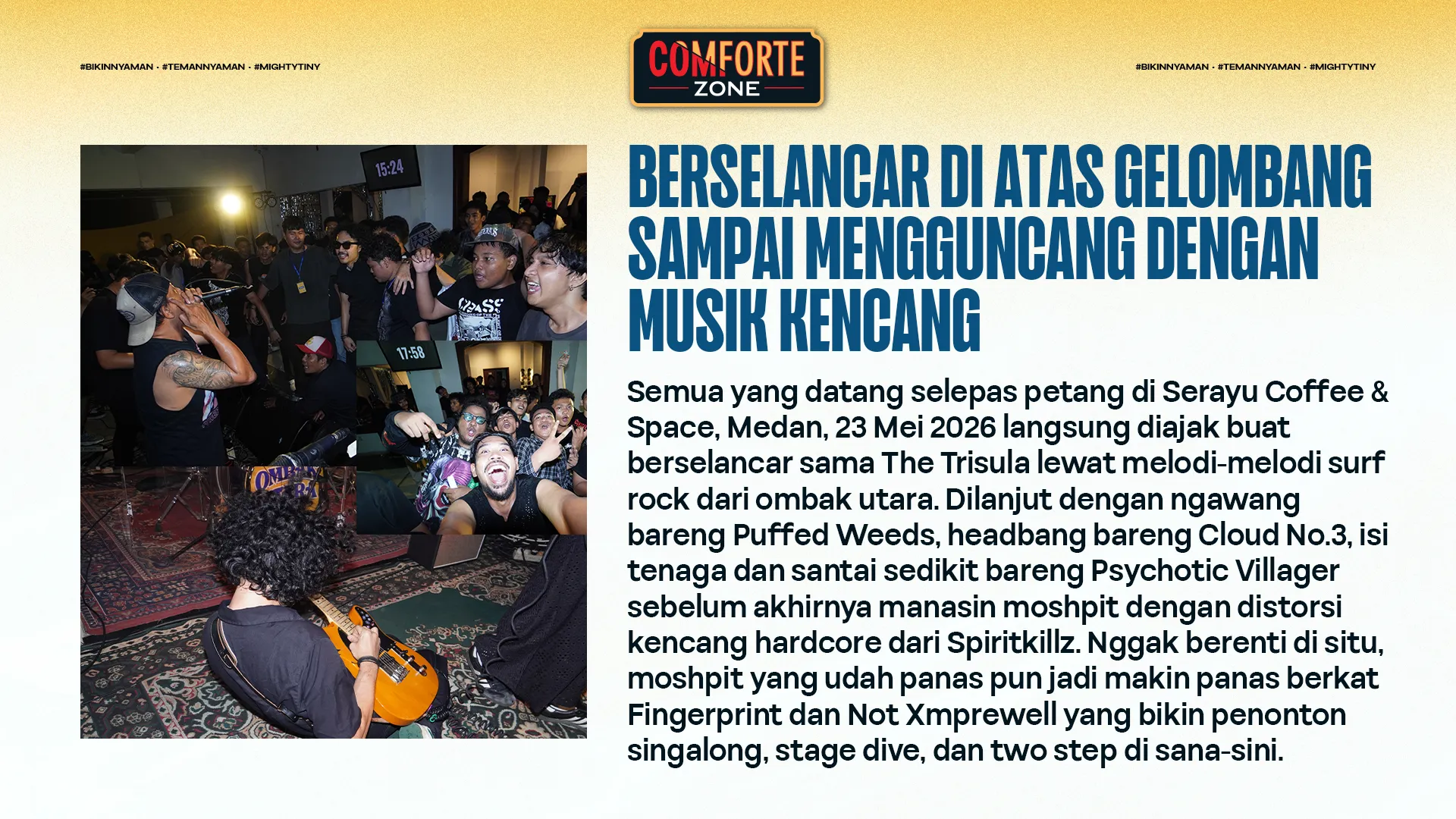 BERSELANCAR DI ATAS GELOMBANG SAMPAI MENGGUNCANG DENGAN MUSIK KENCANG